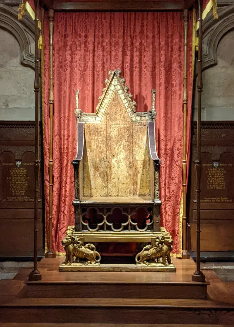 The Coronation Chair at Westminster Abbey in St George's Chapel