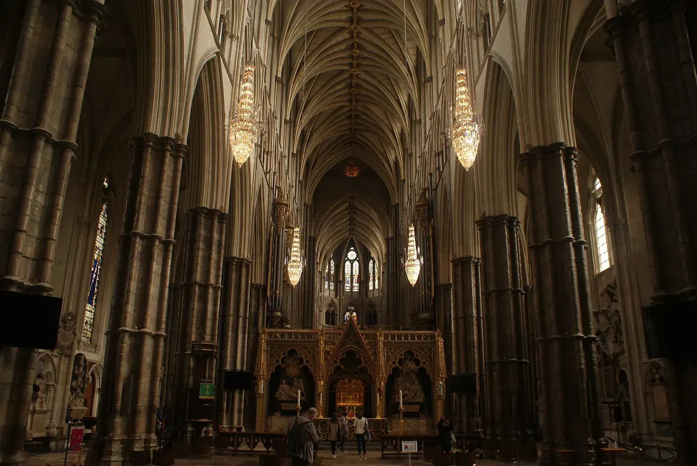 The nave of Westminster Abbey looking east towards the quire