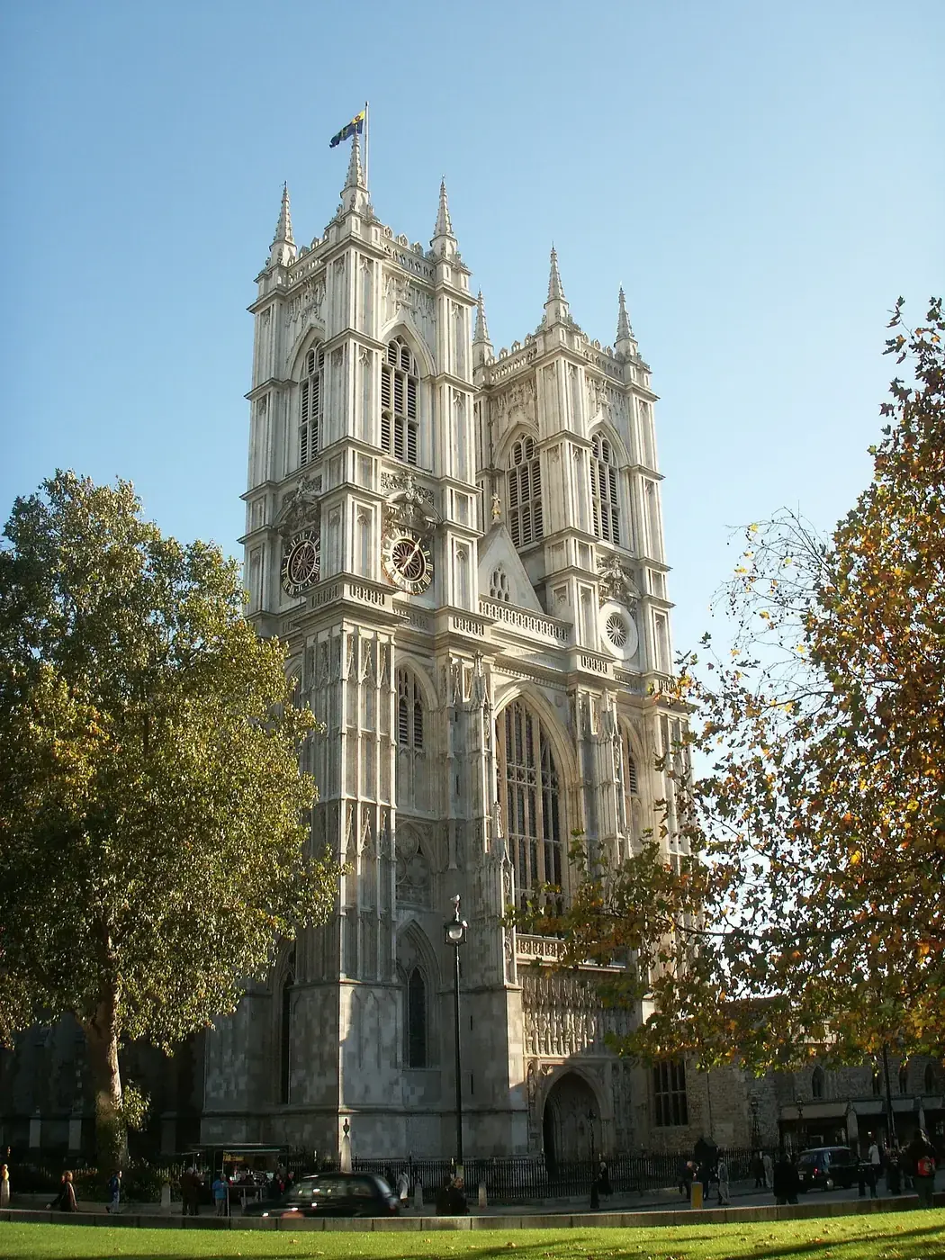 Westminster Abbey's west front, the first stop on a combined Abbey and Tower of London day in London
